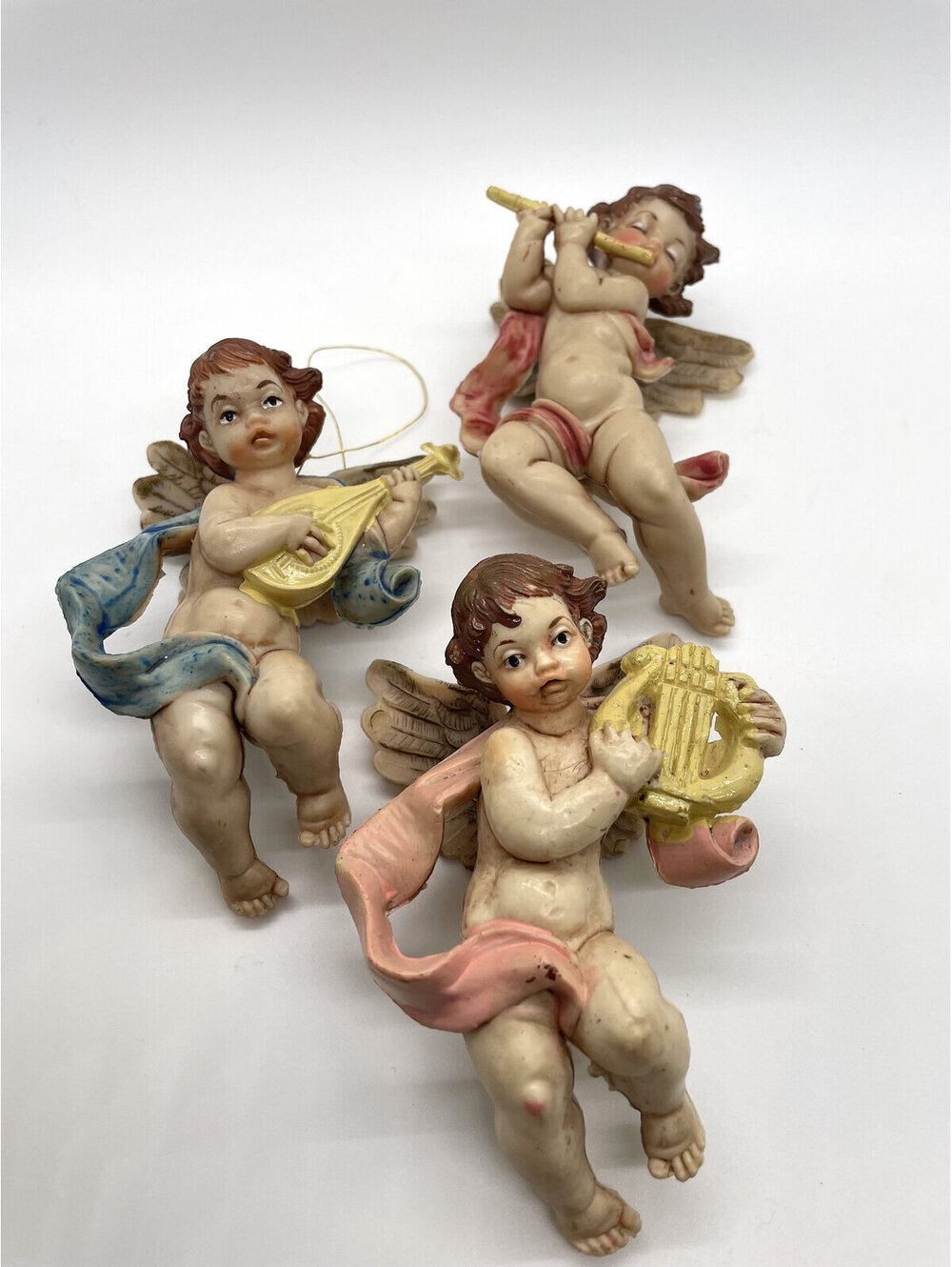 Vintage Angel Cherub Figurines Set of 3 Musician Angels Made in Taiwan 4"